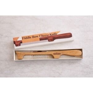 Vintage Mountain Woods Fiddle Bow Cheese Knife Wood Handle Wire Slicer w/ Box
